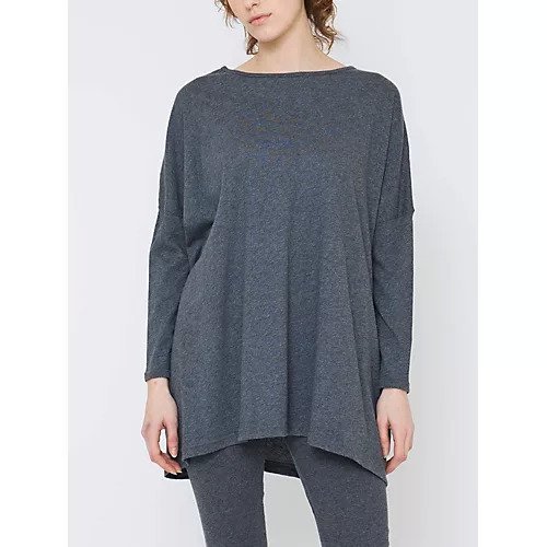 【ナナデコール/nanadecor】のファインニットワイドトップス インテリア・キッズ・メンズ・レディースファッション・服の通販 founy(ファニー) 　ファッション　Fashion　レディースファッション　Fashion for Women　トップス・カットソー　Cut & Sew Tops　ニット　Knit Tops & Sweaters　セットアップ　Set-Up, Coordinated Outfit　デニム　Denim, Jeans Material　定番　Standard, Basic Item　なめらか　Smooth, Silky Texture　ヨガ　Yoga, Yoga Wear　リラックス　Relax, Relaxed Fit　ワイド　Wide, Wide Fit　チャコールグレー|ID: prp329100004963680 ipo3291000000037243533