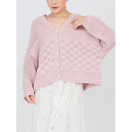 【ナナデコール/nanadecor】のコットンパターンワイドカーディガン インテリア・キッズ・メンズ・レディースファッション・服の通販 founy(ファウニー) 　ファッション　Fashion　レディースファッション　Fashion for Women　トップス・カットソー　Cut & Sew Tops　カーディガン・羽織り　Layered Style Cardigans　2023年　2023　2023春夏・S/S　Spring/Summer 2023 SS23　カーディガン　Cardigan, Knitwear　スカラップ　Scallop, Scalloped Edge　ワイド　Wide, Wide Fit　人気　Popular, Best Seller　ライトピンク|ID: prp329100004963686 ipo3291000000037243575