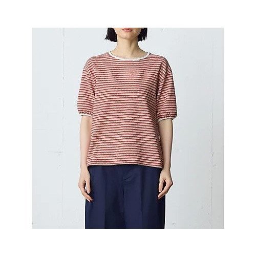【ミディウミ/MidiUmi】のマルチボーダープルオーバー インテリア・キッズ・メンズ・レディースファッション・服の通販 founy(ファウニー) 　ファッション　Fashion　レディースファッション　Fashion for Women　トップス・カットソー　Cut & Sew Tops　カジュアルプルオーバー・ニットトップス　Pullovers & Knit Tops / Casual Pullovers　ギャザー　Gathered, Ruffled　スリーブ　Sleeve, Long Sleeve / Short Sleeve　ボーダー　Border, Stripe　レッド|ID: prp329100004963703 ipo3291000000037243681