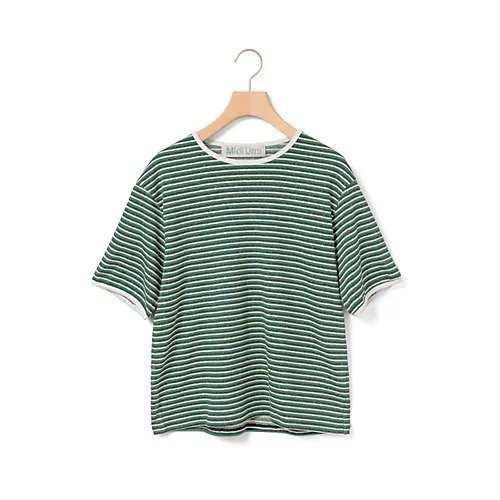 【ミディウミ/MidiUmi】のマルチボーダープルオーバー インテリア・キッズ・メンズ・レディースファッション・服の通販 founy(ファウニー) 　ファッション　Fashion　レディースファッション　Fashion for Women　トップス・カットソー　Cut & Sew Tops　カジュアルプルオーバー・ニットトップス　Pullovers & Knit Tops / Casual Pullovers　ギャザー　Gathered, Ruffled　スリーブ　Sleeve, Long Sleeve / Short Sleeve　ボーダー　Border, Stripe　グリーン|ID: prp329100004963703 ipo3291000000037243683