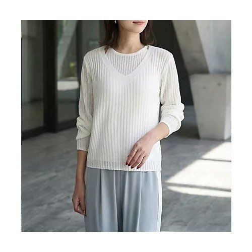 【スタイルデリ/STYLE DELI】のレイヤード風Vネックシアーニットトップス インテリア・キッズ・メンズ・レディースファッション・服の通販 founy(ファニー) https://founy.com/ ファッション Fashion レディースファッション Fashion for Women トップス・カットソー Cut & Sew Tops ニット Knit Tops & Sweaters Vネックトップス V-Neck Tops / V-Cut Neckline Shirts イエロー Yellow 春 Spring ストレート Straight, Straight Cut スリット Slit, Slit Detail 定番 Standard, Basic Item 長袖 Long Sleeve, Full Sleeve バランス Balance, Style Balance フィット Fit, Slim Fit フロント Front, Front Design S/S・春夏 SS, Spring/Summer, Warm Season 夏 Summer エレガント 上品 Elegant |ID: prp329100004963722 ipo3291000000037243816