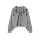 【ミズイロ インド/mizuiro ind】のチェックフリルギャザーカラーシャツ ブラックA|ID: prp329100004963745 ipo3291000000037379954