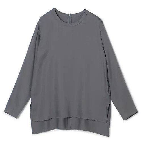 【プレインピープル/PLAIN PEOPLE】のキュプラサテンクルーネックブラウス インテリア・キッズ・メンズ・レディースファッション・服の通販 founy(ファウニー) 　ファッション　Fashion　レディースファッション　Fashion for Women　トップス・カットソー　Cut & Sew Tops　シャツ・ブラウス・オフィスカジュアル　Elegant Blouses & Button-Ups　バランス　Balance, Style Balance　エレガント 上品　Elegant　洗える　Machine Washable　グレー|ID: prp329100004963762 ipo3291000000037244114