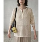【スタイルデリ/STYLE DELI】の【BLK001】サマーメッシュ編みヘンリーネックプルオーバー オフホワイト|ID: prp329100004963773 ipo3291000000037244178