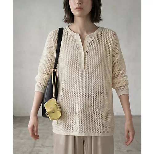 【スタイルデリ/STYLE DELI】の【BLK001】サマーメッシュ編みヘンリーネックプルオーバー インテリア・キッズ・メンズ・レディースファッション・服の通販 founy(ファウニー) 　ファッション　Fashion　レディースファッション　Fashion for Women　トップス・カットソー　Cut & Sew Tops　カジュアルプルオーバー・ニットトップス　Pullovers & Knit Tops / Casual Pullovers　キャミソール　Camisole, Spaghetti Strap Top　サマー　Summer, Summer Style　ショルダー　Shoulder, Shoulder Strap　シンプル　Simple, Minimal　スラックス　Slacks, Dress Pants　タンク　Tank Top, Sleeveless Top　デニム　Denim, Jeans Material　ドロップ　Drop Shoulder, Dropped Style　バランス　Balance, Style Balance　ベーシック　Basic, Essential　ボトム　Bottoms, Lower Wear　メッシュ　Mesh, Net Fabric　夏　Summer　オフホワイト|ID: prp329100004963773 ipo3291000000037244178