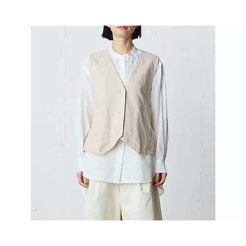 【ミディウミ/MidiUmi】のコットンリネンベスト インテリア・キッズ・メンズ・レディースファッション・服の通販 founy(ファウニー) 　ファッション　Fashion　レディースファッション　Fashion for Women　アウター　Coat / Outerwear Collection　トップス・カットソー　Cut & Sew Tops　ベスト&ジレ / 重ね着スタイル　Vests & Gilets　キャンバス　Canvas, Canvas Fabric　ベスト　Vest, Waistcoat　リネン　Linen, Linen Fabric　ヴィンテージ　Vintage Style　半袖　Short Sleeve, Half Sleeve　キナリ|ID: prp329100004963777 ipo3291000000037244209