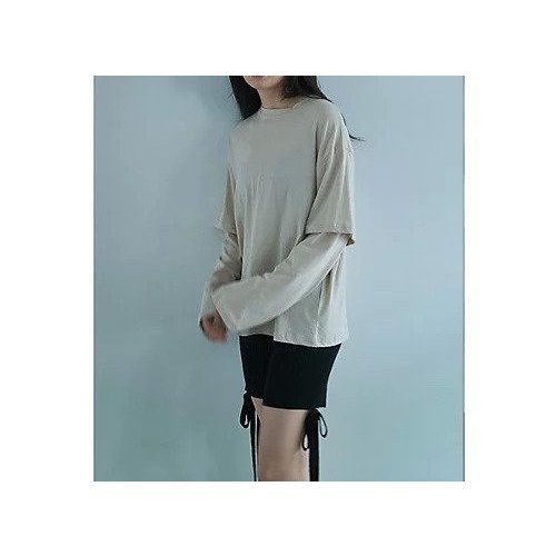 【マージュール/marjour】のMUTED TONES LAYERED LIKE TEE インテリア・キッズ・メンズ・レディースファッション・服の通販 founy(ファウニー) https://founy.com/ ファッション Fashion レディースファッション Fashion for Women インナー Innerwear 春 Spring 秋 Autumn カットソー Cut and Sewn Top シンプル Simple, Minimal ストレッチ Stretch, Stretchy Fabric スリーブ Sleeve, Long Sleeve / Short Sleeve バランス Balance, Style Balance ボトム Bottoms, Lower Wear ポケット Pocket, Pocket Detail 半袖 Short Sleeve, Half Sleeve ロング Long, Long-Length 冬 Winter / This Winter |ID: prp329100004963786 ipo3291000000037244272