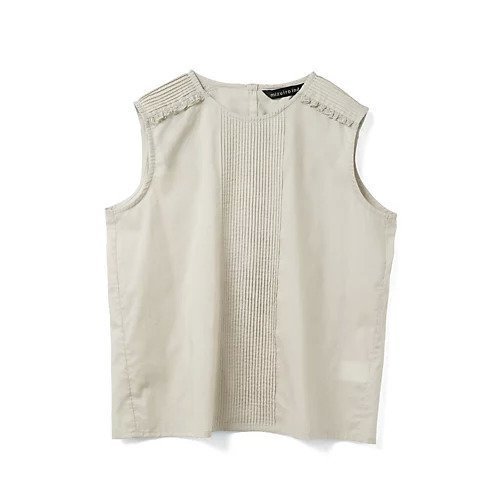 【ミズイロ インド/mizuiro ind】のピンタック&レースノースリーブプルオーバー インテリア・キッズ・メンズ・レディースファッション・服の通販 founy(ファウニー) 　ファッション　Fashion　レディースファッション　Fashion for Women　トップス・カットソー　Cut & Sew Tops　キャミソール&ノースリーブ　Camisoles & Sleeveless Tops　カジュアルプルオーバー・ニットトップス　Pullovers & Knit Tops / Casual Pullovers　シンプル　Simple, Minimal　フロント　Front, Front Design　エレガント 上品　Elegant　夏　Summer　ベージュ|ID: prp329100004963791 ipo3291000000037244315