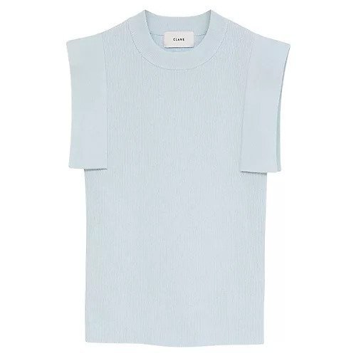 【クラネ/CLANE】のSQUARE SLEEVE KNIT TOPS インテリア・キッズ・メンズ・レディースファッション・服の通販 founy(ファニー) 　ファッション　Fashion　レディースファッション　Fashion for Women　トップス・カットソー　Cut & Sew Tops　ニット　Knit Tops & Sweaters　インナー　Innerwear　シンプル　Simple, Minimal　スクエア　Square, Square Shape　ストレッチ　Stretch, Stretchy Fabric　ボーダー　Border, Stripe　ミックス　Mix, Mixed Style　今季　This Season, Current Season　定番　Standard, Basic Item　BLUE|ID: prp329100004963806 ipo3291000000037244424