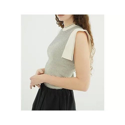 【クラネ/CLANE】のSQUARE SLEEVE KNIT TOPS 大人の最旬トレンドファッション＆コーディネート founy(ファウニー) 　ファッション　Fashion　レディースファッション　Fashion for Women　トップス・カットソー　Cut & Sew Tops　ニット　Knit Tops & Sweaters　インナー　Innerwear　シンプル　Simple, Minimal　スクエア　Square, Square Shape　ストレッチ　Stretch, Stretchy Fabric　ボーダー　Border, Stripe　ミックス　Mix, Mixed Style　今季　This Season, Current Season　定番　Standard, Basic Item　other-2|ID: prp329100004963806 ipo3291000000037244425