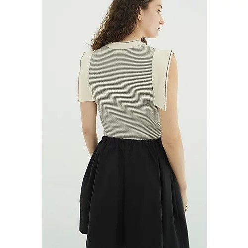 【クラネ/CLANE】のSQUARE SLEEVE KNIT TOPS 大人の最旬トレンドファッション＆コーディネート founy(ファウニー) 　ファッション　Fashion　レディースファッション　Fashion for Women　トップス・カットソー　Cut & Sew Tops　ニット　Knit Tops & Sweaters　インナー　Innerwear　シンプル　Simple, Minimal　スクエア　Square, Square Shape　ストレッチ　Stretch, Stretchy Fabric　ボーダー　Border, Stripe　ミックス　Mix, Mixed Style　今季　This Season, Current Season　定番　Standard, Basic Item　other-3|ID: prp329100004963806 ipo3291000000037244426