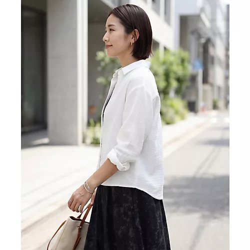 【スタイルデリ/STYLE DELI】のこなれたエンボスガーゼシャツ 大人の最旬トレンドファッション＆コーディネート founy(ファウニー) 　ファッション　Fashion　レディースファッション　Fashion for Women　トップス・カットソー　Cut & Sew Tops　シャツ・ブラウス・オフィスカジュアル　Elegant Blouses & Button-Ups　イエロー　Yellow　インナー　Innerwear　カフス　Cuff Design　サロペット　Overalls, Salopette　シアー　Sheer, See-Through　ストレート　Straight, Straight Cut　スリット　Slit, Slit Detail　長袖　Long Sleeve, Full Sleeve　パール　Pearl, Pearl Accent　ビーチ　Beach, Seaside　フロント　Front, Front Design　ベスト　Vest, Waistcoat　ポケット　Pocket, Pocket Detail　ラウンド　Round, Round Neck　リゾート　Resort, Vacation Style　夏　Summer　other-3|ID: prp329100004963828 ipo3291000000037244643