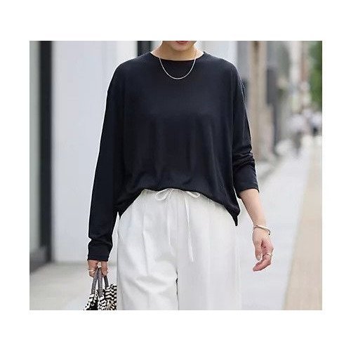 【スタイルデリ/STYLE DELI】のとろみ落ち感ニット編みカットトップス インテリア・キッズ・メンズ・レディースファッション・服の通販 founy(ファニー) 　ファッション　Fashion　レディースファッション　Fashion for Women　トップス・カットソー　Cut & Sew Tops　ニット　Knit Tops & Sweaters　インナー　Innerwear　カットソー　Cut and Sewn Top　シアー　Sheer, See-Through　シンプル　Simple, Minimal　ストレート　Straight, Straight Cut　スリット　Slit, Slit Detail　とろみ　Fluid, Flowy Fabric　定番　Standard, Basic Item　長袖　Long Sleeve, Full Sleeve　フォルム　Silhouette, Form　夏　Summer　旅行　Travel　ブラック|ID: prp329100004963835 ipo3291000000037244743