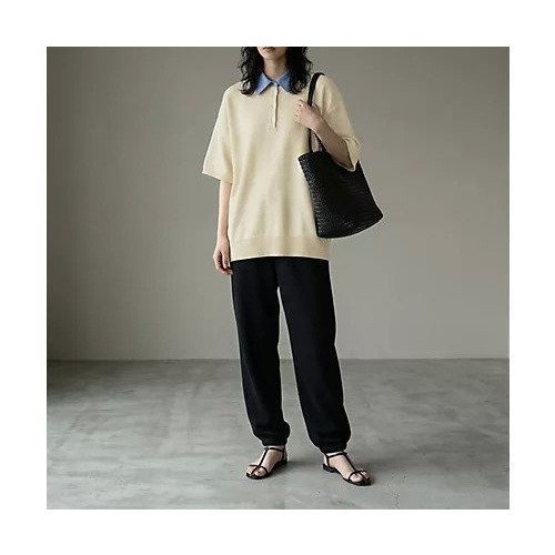 【スタイルデリ/STYLE DELI】の【BLK001】シャツ襟半袖ポロニット インテリア・キッズ・メンズ・レディースファッション・服の通販 founy(ファニー) 　ファッション　Fashion　レディースファッション　Fashion for Women　トップス・カットソー　Cut & Sew Tops　ニット　Knit Tops & Sweaters　シャツ・ブラウス・オフィスカジュアル　Elegant Blouses & Button-Ups　シンプル　Simple, Minimal　スラックス　Slacks, Dress Pants　デニム　Denim, Jeans Material　ドッキング　Docking, Mixed Material　バランス　Balance, Style Balance　ボーダー　Border, Stripe　半袖　Short Sleeve, Half Sleeve　無地　Plain, Solid Color　アイボリー|ID: prp329100004963836 ipo3291000000037244761