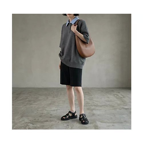 【スタイルデリ/STYLE DELI】の【BLK001】シャツ襟半袖ポロニット 大人の最旬トレンドファッション＆コーディネート founy(ファウニー) 　ファッション　Fashion　レディースファッション　Fashion for Women　トップス・カットソー　Cut & Sew Tops　ニット　Knit Tops & Sweaters　シャツ・ブラウス・オフィスカジュアル　Elegant Blouses & Button-Ups　シンプル　Simple, Minimal　スラックス　Slacks, Dress Pants　デニム　Denim, Jeans Material　ドッキング　Docking, Mixed Material　バランス　Balance, Style Balance　ボーダー　Border, Stripe　半袖　Short Sleeve, Half Sleeve　無地　Plain, Solid Color　other-2|ID: prp329100004963836 ipo3291000000037244764