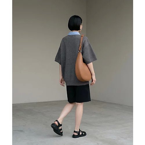 【スタイルデリ/STYLE DELI】の【BLK001】シャツ襟半袖ポロニット 大人の最旬トレンドファッション＆コーディネート founy(ファウニー) 　ファッション　Fashion　レディースファッション　Fashion for Women　トップス・カットソー　Cut & Sew Tops　ニット　Knit Tops & Sweaters　シャツ・ブラウス・オフィスカジュアル　Elegant Blouses & Button-Ups　シンプル　Simple, Minimal　スラックス　Slacks, Dress Pants　デニム　Denim, Jeans Material　ドッキング　Docking, Mixed Material　バランス　Balance, Style Balance　ボーダー　Border, Stripe　半袖　Short Sleeve, Half Sleeve　無地　Plain, Solid Color　other-3|ID: prp329100004963836 ipo3291000000037244766