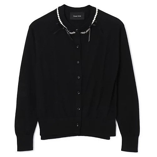 【シモーン ロシャ/SIMONE ROCHA】のCLASSIC LONG SLEEVE CARDIGAN W/ EMB インテリア・キッズ・メンズ・レディースファッション・服の通販 founy(ファウニー) 　ファッション　Fashion　レディースファッション　Fashion for Women　トップス・カットソー　Cut & Sew Tops　カーディガン・羽織り　Layered Style Cardigans　2025年　2025　2025-2026秋冬・A/W　Autumn/Winter 2025–26 AW25–26　カーディガン　Cardigan, Knitwear　シルク　Silk, 100% Silk　BLACK/PEARL|ID: prp329100004963979 ipo3291000000037248020