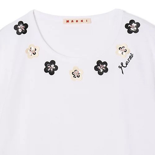 【マルニ/MARNI】のT-SHIRT 大人の最旬トレンドファッション＆コーディネート founy(ファウニー) 　ファッション　Fashion　レディースファッション　Fashion for Women　トップス・カットソー　Cut & Sew Tops　シャツ・ブラウス・オフィスカジュアル　Elegant Blouses & Button-Ups　ロングTシャツ・Tシャツ　Longline T-Shirts & Tees　スパンコール　Sequins, Sequin Embellishment　バランス　Balance, Style Balance　フラワー　Flower, Floral　モチーフ　Motif, Design Theme　洗える　Machine Washable　other-3|ID: prp329100004964013 ipo3291000000037248375