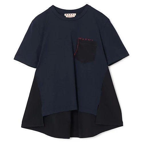 【マルニ/MARNI】のT-SHIRT インテリア・キッズ・メンズ・レディースファッション・服の通販 founy(ファウニー) 　ファッション　Fashion　レディースファッション　Fashion for Women　トップス・カットソー　Cut & Sew Tops　シャツ・ブラウス・オフィスカジュアル　Elegant Blouses & Button-Ups　ロングTシャツ・Tシャツ　Longline T-Shirts & Tees　シンプル　Simple, Minimal　ハンド　Hand, Handmade　パターン　Pattern, Design Print　フロント　Front, Front Design　BLUEBLACK|ID: prp329100004964019 ipo3291000000037248398