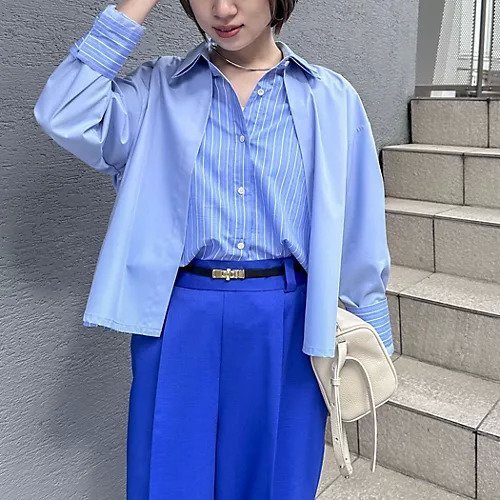 【ノーリーズ/NOLLEY'S】のウォッシャブルレイヤード風ショート丈シャツ インテリア・キッズ・メンズ・レディースファッション・服の通販 founy(ファウニー) 　ファッション　Fashion　レディースファッション　Fashion for Women　トップス・カットソー　Cut & Sew Tops　シャツ・ブラウス・オフィスカジュアル　Elegant Blouses & Button-Ups　2026年　2026　2026春夏・S/S　Spring/Summer 2026 SS26　シアー　Sheer, See-Through　ショート　Short, Short Length　ストライプ　Stripe, Striped Pattern　今季　This Season, Current Season　無地　Plain, Solid Color　サックス|ID: prp329100004964043 ipo3291000000037248964