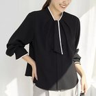 【ノーリーズ/NOLLEY'S】の《セットアップ対応》ウォッシャブルストレッチジョーゼットボウタイ風ペプラムブラウス ブラック|ID: prp329100004964064 ipo3291000000037249083