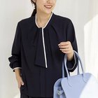 【ノーリーズ/NOLLEY'S】の《セットアップ対応》ウォッシャブルストレッチジョーゼットボウタイ風ペプラムブラウス ネイビー|ID: prp329100004964064 ipo3291000000037249084