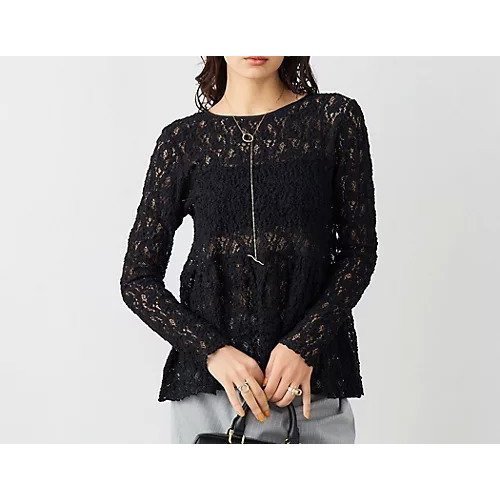 【ノーリーズソフィー/NOLLEY'S sophi】の《セットアップ対応》ウォッシャブルストレッチレースペプラムプルオーバー インテリア・キッズ・メンズ・レディースファッション・服の通販 founy(ファウニー) 　ファッション　Fashion　レディースファッション　Fashion for Women　トップス・カットソー　Cut & Sew Tops　カジュアルプルオーバー・ニットトップス　Pullovers & Knit Tops / Casual Pullovers　2026年　2026　2026春夏・S/S　Spring/Summer 2026 SS26　おすすめ　Recommended / Our Picks　インナー　Innerwear　スウェット / スエット　Sweatshirt, Sweatwear　ストレッチ　Stretch, Stretchy Fabric　セットアップ　Set-Up, Coordinated Outfit　フィット　Fit, Slim Fit　レース　Lace, Lace Fabric　春　Spring　ブラック|ID: prp329100004964067 ipo3291000000037258816