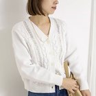 【ノーリーズ/NOLLEY'S】の《手洗い可能》ケーブルレースVネックカーディガン ホワイト|ID: prp329100004964068 ipo3291000000037249104