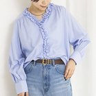 【ノーリーズ/NOLLEY'S】のウォッシャブルフロントフリルVネックブラウス サックス|ID: prp329100004964070 ipo3291000000037249113