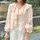 【ノーリーズソフィー/NOLLEY'S sophi】のウォッシャブルシアーラッフル羽織りブラウス ベビーピンク|ID: prp329100004964111 ipo3291000000037249326