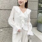【ノーリーズソフィー/NOLLEY'S sophi】のウォッシャブルシアーラッフル羽織りブラウス ホワイト|ID: prp329100004964111 ipo3291000000037249327