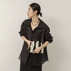 【ノーリーズ/NOLLEY'S】の【MAQWEL/マクウェル】ウォッシャブルオープンカラーシアーブラウス ブラック|ID: prp329100004964128 ipo3291000000037249443