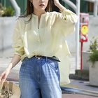 【ノーリーズ/NOLLEY'S】のウォッシャブルサイドボタンシアーブラウス 大人の最旬トレンドファッション＆コーディネート founy(ファウニー) ファッション Fashion レディースファッション Fashion for Women トップス・カットソー Cut & Sew Tops シャツ・ブラウス・オフィスカジュアル Elegant Blouses & Button-Ups 2026年 2026 2026春夏・S/S Spring/Summer 2026 SS26 オーガンジー Organza Fabric ストライプ Stripe, Striped Pattern スリット Slit, Slit Detail ロング Long, Long-Length thumbnail イエロー|ID: prp329100004964129 ipo3291000000037249450