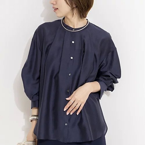 【ノーリーズ/NOLLEY'S】のウォッシャブルサイドボタンシアーブラウス インテリア・キッズ・メンズ・レディースファッション・服の通販 founy(ファウニー) 　ファッション　Fashion　レディースファッション　Fashion for Women　トップス・カットソー　Cut & Sew Tops　シャツ・ブラウス・オフィスカジュアル　Elegant Blouses & Button-Ups　2026年　2026　2026春夏・S/S　Spring/Summer 2026 SS26　オーガンジー　Organza Fabric　ストライプ　Stripe, Striped Pattern　スリット　Slit, Slit Detail　ロング　Long, Long-Length　ネイビー|ID: prp329100004964129 ipo3291000000037249451