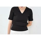 【ノーリーズソフィー/NOLLEY'S sophi】の《手洗い可能》トライアングルカラー総針5分袖プルオーバー ダークブラウン|ID: prp329100004964152 ipo3291000000037249590