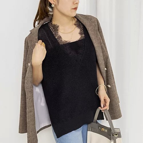 【ノーリーズ/NOLLEY'S】の《手洗い可能》Vネックレースジレ インテリア・キッズ・メンズ・レディースファッション・服の通販 founy(ファウニー) https://founy.com/ ファッション Fashion レディースファッション Fashion for Women アウター Coat / Outerwear Collection トップス・カットソー Cut & Sew Tops ベスト&ジレ / 重ね着スタイル Vests & Gilets Vネックトップス V-Neck Tops / V-Cut Neckline Shirts 2026年 2026 2026春夏・S/S Spring/Summer 2026 SS26 キャミソール Camisole, Spaghetti Strap Top デニム Denim, Jeans Material レース Lace, Lace Fabric |ID: prp329100004964163 ipo3291000000037249650