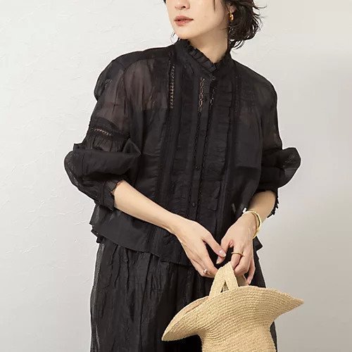 【ノーリーズソフィー/NOLLEY'S sophi】の【MARILYN MOON】sheer starched cotton lace frilled ブラウス インテリア・キッズ・メンズ・レディースファッション・服の通販 founy(ファウニー) https://founy.com/ ファッション Fashion レディースファッション Fashion for Women トップス・カットソー Cut & Sew Tops シャツ・ブラウス・オフィスカジュアル Elegant Blouses & Button-Ups エレガント 上品 Elegant ギャザー Gathered, Ruffled クラシカル Classical, Vintage-Inspired シアー Sheer, See-Through シンプル Simple, Minimal デニム Denim, Jeans Material フリル Frill, Ruffle フロント Front, Front Design ボトム Bottoms, Lower Wear モダン Modern, Contemporary 2026年 2026 2026春夏・S/S Spring/Summer 2026 SS26 |ID: prp329100004964164 ipo3291000000037249656