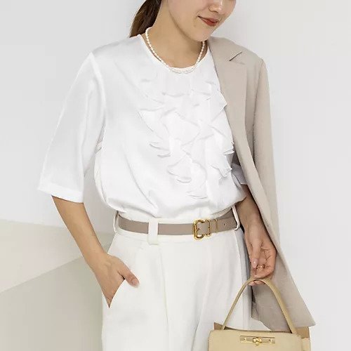 【ノーリーズ/NOLLEY'S】のウォッシャブルオトナサテンラッフルブラウス インテリア・キッズ・メンズ・レディースファッション・服の通販 founy(ファウニー) 　ファッション　Fashion　レディースファッション　Fashion for Women　トップス・カットソー　Cut & Sew Tops　シャツ・ブラウス・オフィスカジュアル　Elegant Blouses & Button-Ups　2026年　2026　2026春夏・S/S　Spring/Summer 2026 SS26　おすすめ　Recommended / Our Picks　シフォン　Chiffon, Lightweight Fabric　シンプル　Simple, Minimal　ジャケット　Jacket, Outerwear　ラッフル　Ruffle, Frill　人気　Popular, Best Seller　ホワイト|ID: prp329100004964175 ipo3291000000037249722