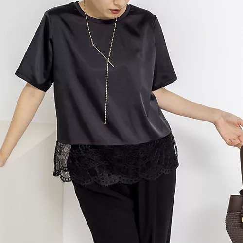 【ノーリーズ/NOLLEY'S】のウォッシャブル裾レースオトナサテンTシャツ インテリア・キッズ・メンズ・レディースファッション・服の通販 founy(ファウニー) https://founy.com/ ファッション Fashion レディースファッション Fashion for Women トップス・カットソー Cut & Sew Tops シャツ・ブラウス・オフィスカジュアル Elegant Blouses & Button-Ups ロングTシャツ・Tシャツ Longline T-Shirts & Tees 2025年 2025 2025-2026秋冬・A/W Autumn/Winter 2025–26 AW25–26 2026年 2026 2026春夏・S/S Spring/Summer 2026 SS26 ウォッシャブル Machine Washable カーディガン Cardigan, Knitwear ジャケット Jacket, Outerwear スリット Slit, Slit Detail レース Lace, Lace Fabric |ID: prp329100004964178 ipo3291000000037249736
