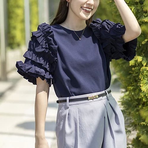 【ノーリーズ/NOLLEY'S】の【WEB限定】袖コンシャスプルオーバー インテリア・キッズ・メンズ・レディースファッション・服の通販 founy(ファウニー) 　ファッション　Fashion　レディースファッション　Fashion for Women　トップス・カットソー　Cut & Sew Tops　カジュアルプルオーバー・ニットトップス　Pullovers & Knit Tops / Casual Pullovers　2026年　2026　2026春夏・S/S　Spring/Summer 2026 SS26　シンプル　Simple, Minimal　デニム　Denim, Jeans Material　バランス　Balance, Style Balance　フリル　Frill, Ruffle　ボトム　Bottoms, Lower Wear　ネイビー|ID: prp329100004964194 ipo3291000000037249989