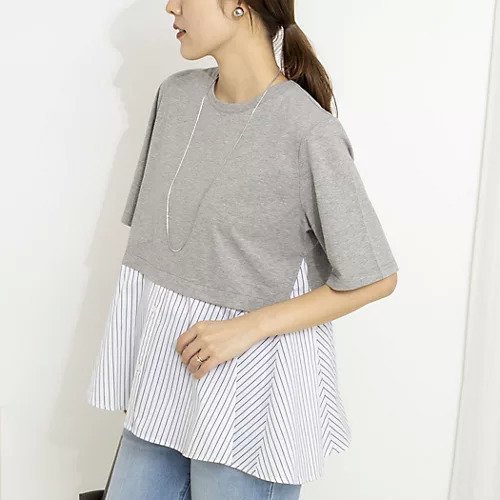 【ノーリーズ/NOLLEY'S】の【TORRAZZO DONNトラッゾドンナ】Docking Flare Top 大人の最旬トレンドファッション＆コーディネート founy(ファウニー) 　ファッション　Fashion　レディースファッション　Fashion for Women　ワンピース　Dresses　2026年　2026　2026春夏・S/S　Spring/Summer 2026 SS26　カットソー　Cut and Sewn Top　ストライプ　Stripe, Striped Pattern　ドッキング　Docking, Mixed Material　フレア　Flare, Flared　 other-1|ID: prp329100004964205 ipo3291000000037250050