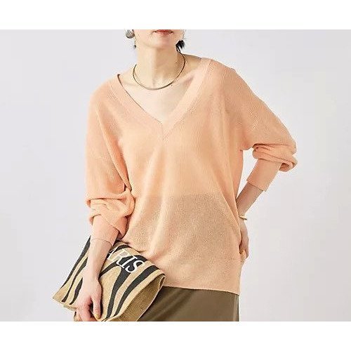 【ノーリーズソフィー/NOLLEY'S sophi】の《手洗い可能》ペーパー混深V片畦プルオーバー インテリア・キッズ・メンズ・レディースファッション・服の通販 founy(ファウニー) 　ファッション　Fashion　レディースファッション　Fashion for Women　トップス・カットソー　Cut & Sew Tops　カジュアルプルオーバー・ニットトップス　Pullovers & Knit Tops / Casual Pullovers　2026年　2026　2026春夏・S/S　Spring/Summer 2026 SS26　ペーパー　Paper, Kraft Paper　夏　Summer　畦　Ribbed Knit　オレンジ|ID: prp329100004964222 ipo3291000000037250152