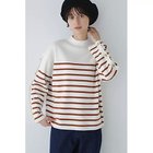 【ヒューマンウーマン/HUMAN WOMAN】の袖ボタン付きボーダーニット オフ×テラコッタボーダー|ID: prp329100004964225 ipo3291000000037250164