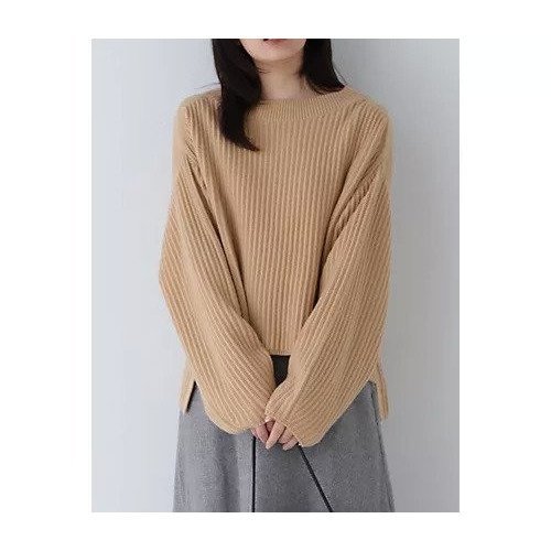【ヒューマンウーマン/HUMAN WOMAN】のミドルゲージ地柄ニット インテリア・キッズ・メンズ・レディースファッション・服の通販 founy(ファウニー) 　ファッション　Fashion　レディースファッション　Fashion for Women　トップス・カットソー　Cut & Sew Tops　ニット　Knit Tops & Sweaters　おすすめ　Recommended / Our Picks　イエロー　Yellow　バランス　Balance, Style Balance　ビッグ　Big, Oversized　ミドル　Middle Length, Mid Height　リラックス　Relax, Relaxed Fit　ベージュ|ID: prp329100004964233 ipo3291000000037250199