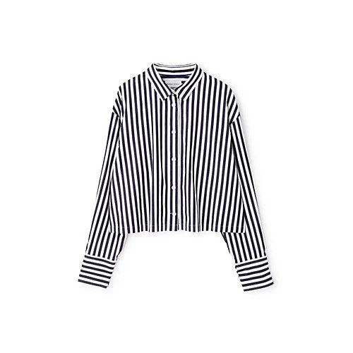 【ヒューマンウーマン/HUMAN WOMAN】のショート丈シャツ 大人の最旬トレンドファッション＆コーディネート founy(ファウニー) 　ファッション　Fashion　レディースファッション　Fashion for Women　トップス・カットソー　Cut & Sew Tops　シャツ・ブラウス・オフィスカジュアル　Elegant Blouses & Button-Ups　おすすめ　Recommended / Our Picks　オレンジ　Orange　カフス　Cuff Design　コンパクト　Compact, Small Size　ショート　Short, Short Length　スタンダード　Standard, Basic　ストライプ　Stripe, Striped Pattern　トレンド　Trend, Trending Now　バランス　Balance, Style Balance　ブルゾン　Blouson, Bomber Jacket　ブロード　Broadcloth, Fine Cotton　ベーシック　Basic, Essential　ボトム　Bottoms, Lower Wear　無地　Plain, Solid Color　長袖　Long Sleeve, Full Sleeve　other-3|ID: prp329100004964249 ipo3291000000037250268