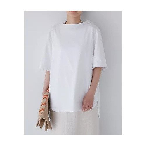 【ヒューマンウーマン/HUMAN WOMAN】のハイゲージコットン天竺Tシャツ インテリア・キッズ・メンズ・レディースファッション・服の通販 founy(ファウニー) 　ファッション　Fashion　レディースファッション　Fashion for Women　トップス・カットソー　Cut & Sew Tops　シャツ・ブラウス・オフィスカジュアル　Elegant Blouses & Button-Ups　ロングTシャツ・Tシャツ　Longline T-Shirts & Tees　おすすめ　Recommended / Our Picks　コンパクト　Compact, Small Size　シンプル　Simple, Minimal　スタンダード　Standard, Basic　ホワイト|ID: prp329100004964258 ipo3291000000037250308