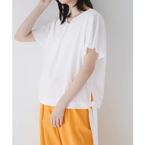 【ヒューマンウーマン/HUMAN WOMAN】のコットンアムンゼンカットソー インテリア・キッズ・メンズ・レディースファッション・服の通販 founy(ファウニー) 　ファッション　Fashion　レディースファッション　Fashion for Women　トップス・カットソー　Cut & Sew Tops　カットソー・ベーシックTシャツ　Cut-and-Sewn Tops / Stretch Tees & Basics　おすすめ　Recommended / Our Picks　カットソー　Cut and Sewn Top　ベーシック　Basic, Essential　ボトム　Bottoms, Lower Wear　リボン　Ribbon, Bow　夏　Summer　ホワイト|ID: prp329100004964270 ipo3291000000037250361