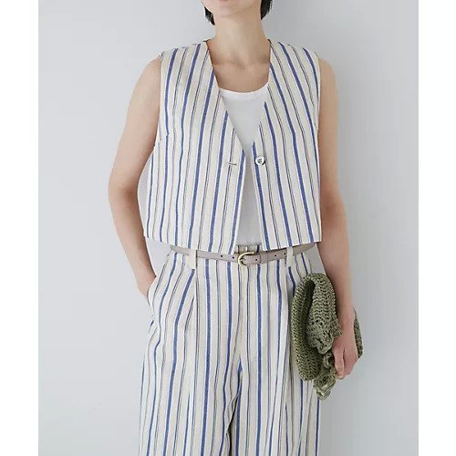 【ヒューマンウーマン/HUMAN WOMAN】の綿麻ストライプジレ インテリア・キッズ・メンズ・レディースファッション・服の通販 founy(ファウニー) https://founy.com/ ファッション Fashion レディースファッション Fashion for Women アウター Coat / Outerwear Collection トップス・カットソー Cut & Sew Tops ベスト&ジレ / 重ね着スタイル Vests & Gilets おすすめ Recommended / Our Picks オックス Oxford Fabric スタンダード Standard, Basic ストライプ Stripe, Striped Pattern セットアップ Set-Up, Coordinated Outfit タンク Tank Top, Sleeveless Top パープル Purple, Violet ボックス Boxy, Box Shape リゾート Resort, Vacation Style 夏 Summer |ID: prp329100004964271 ipo3291000000037250364