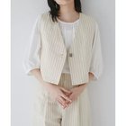 【ヒューマンウーマン/HUMAN WOMAN】の綿麻ストライプジレ エクリュ×パープルST|ID: prp329100004964271 ipo3291000000037250366