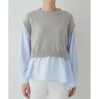 【ヒューマンウーマン/HUMAN WOMAN】の布帛コンビニットプルオーバー TOPグレー|ID: prp329100004964287 ipo3291000000037250432